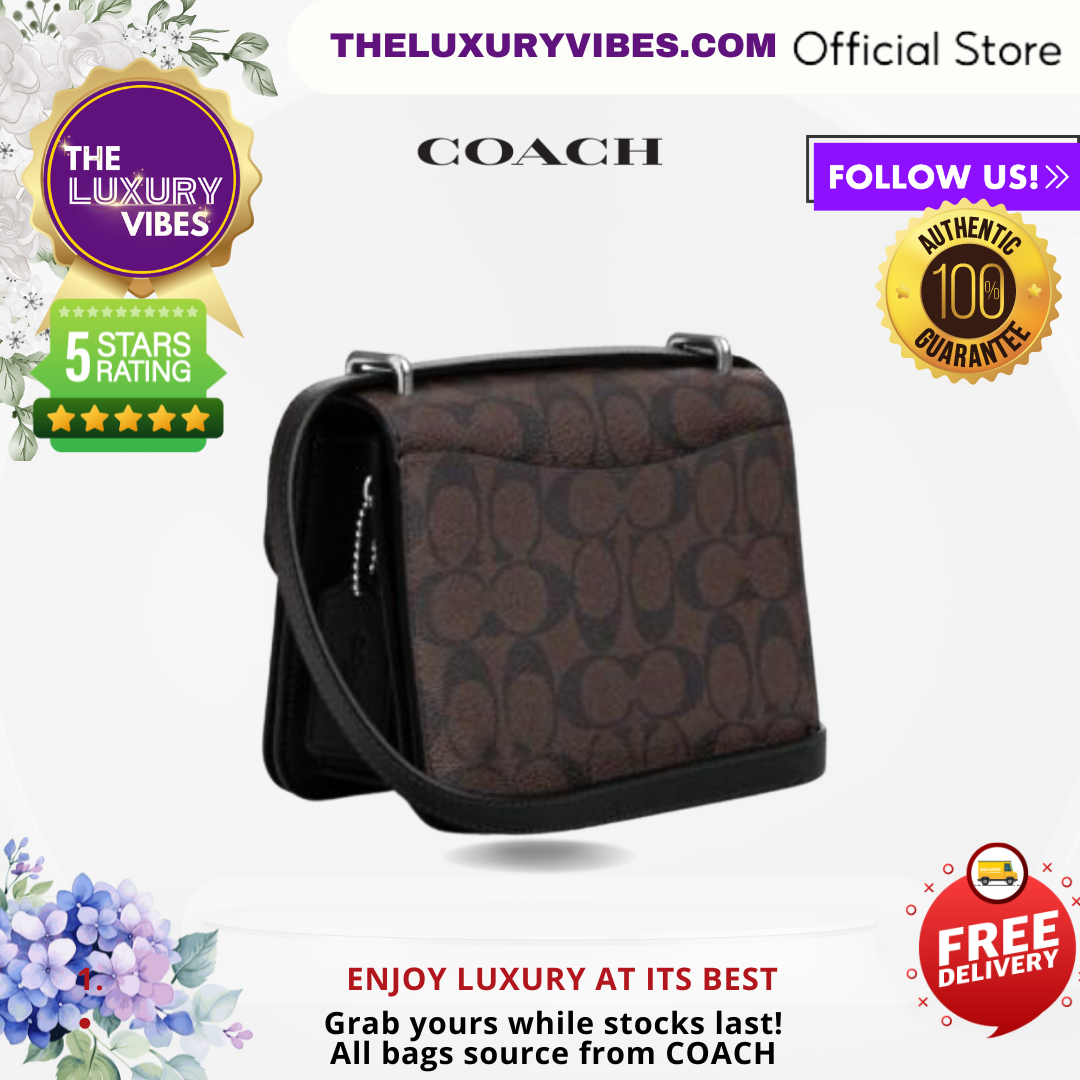 COACH Morgan Square Crossbody in Signature Canvas Rose Print in Brown CL415