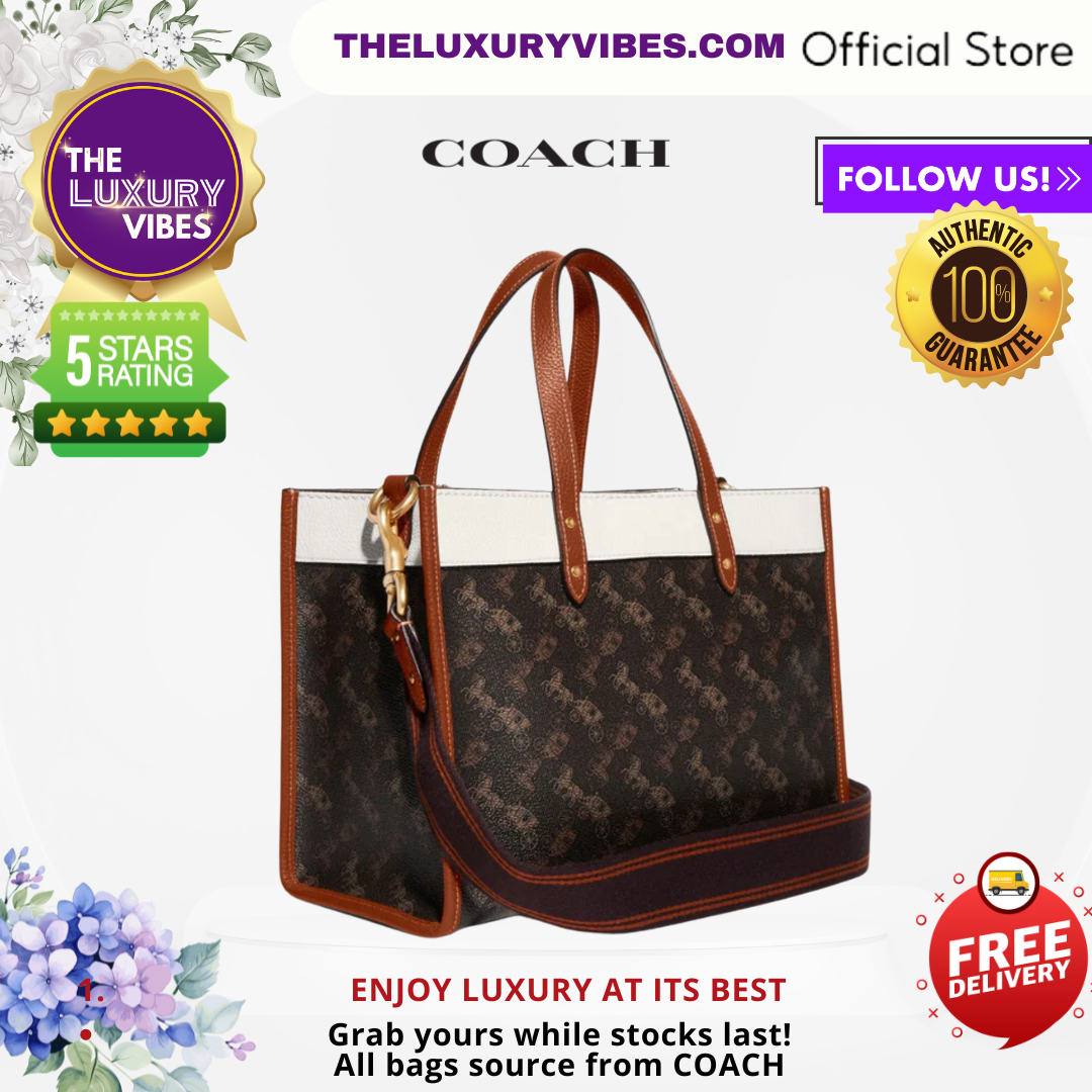 COACH Field Tote 30 With Horse And Carriage Print And Carriage Badge C8458