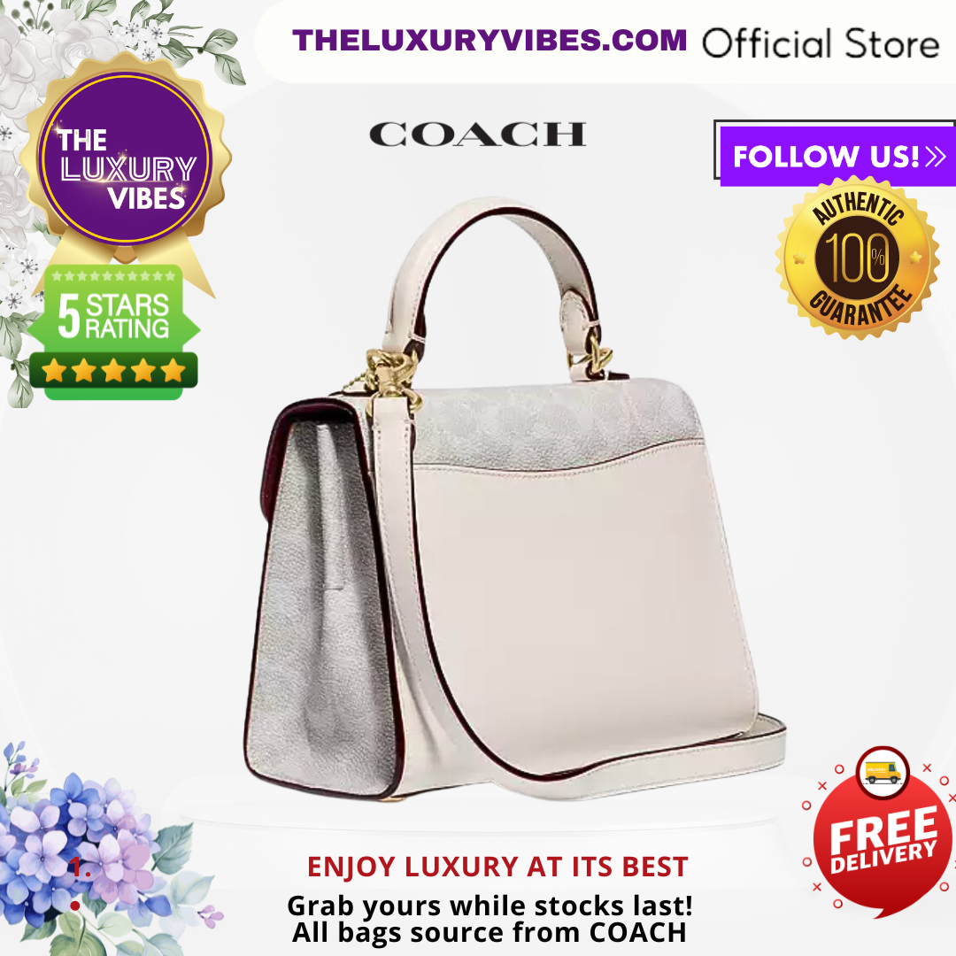 COACH Tabby Top Handle 20 in Signature Canvas with Floral Emboidery 629