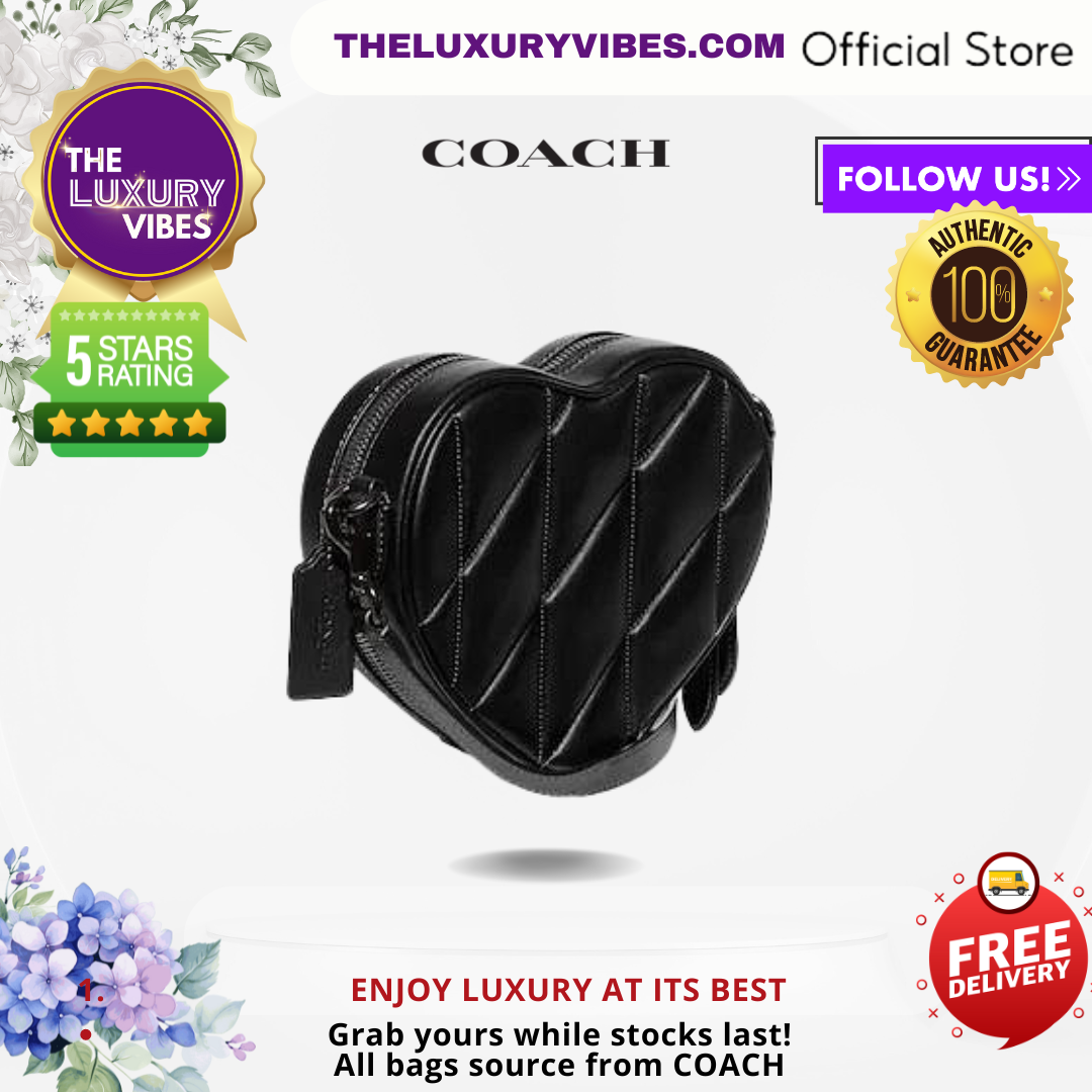 Coach Heart Crossbody Quilt in Black