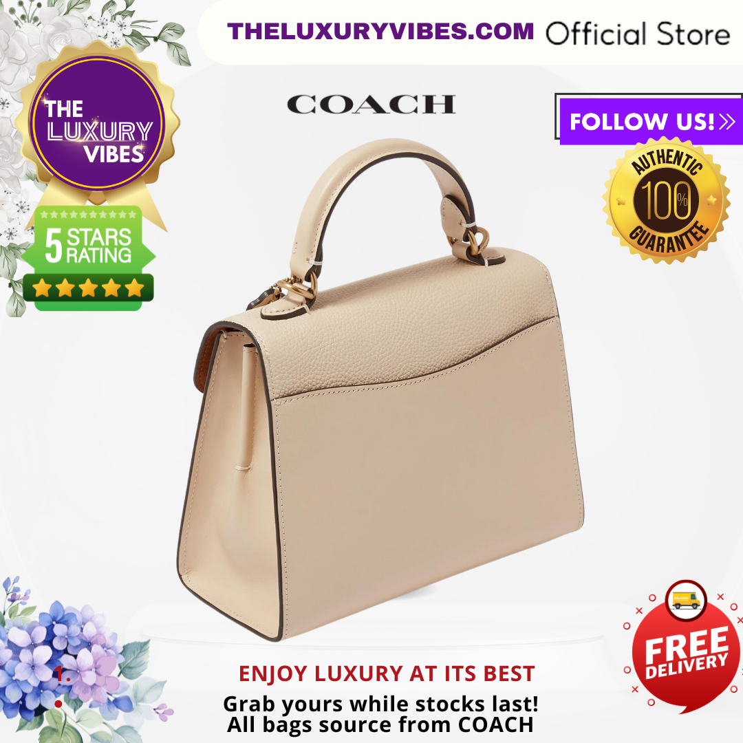 COACH Tabby Top Handle 20 Bag in Pebble Leather Chalk C0773