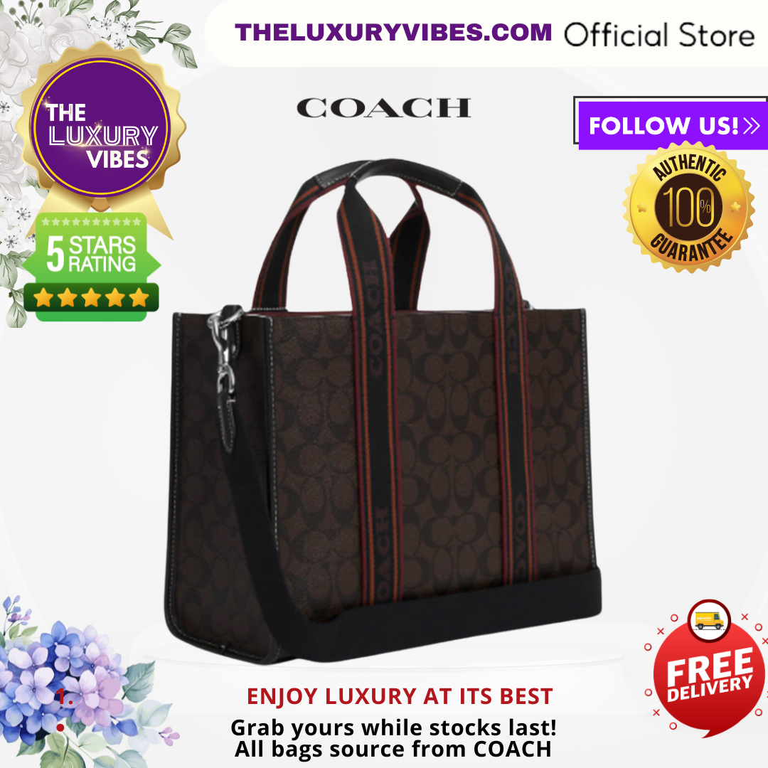 COACH Smith Tote in Signature Brown Black CN058