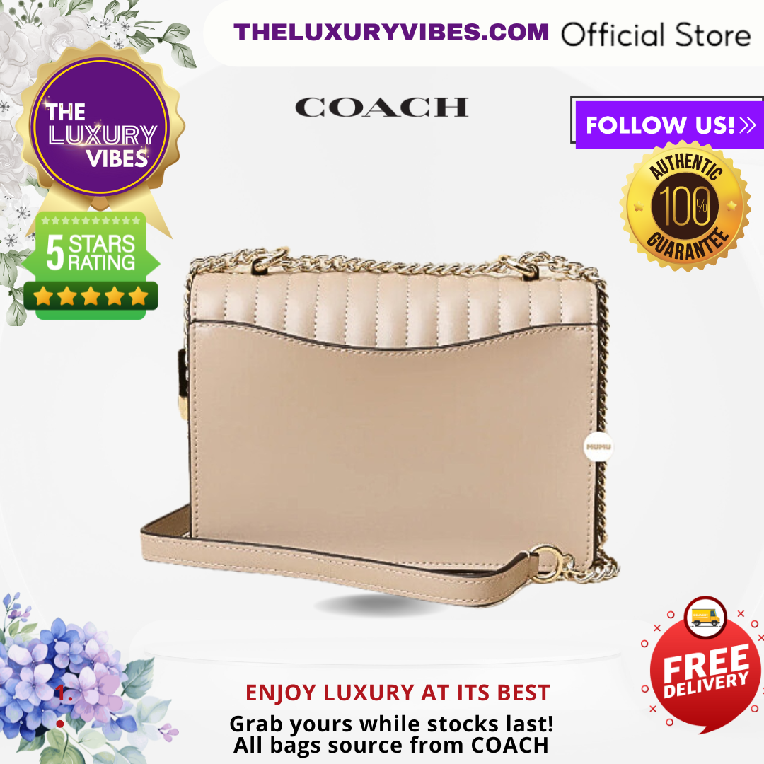 COACH Klare Crossbody With Linear Quilting Taupe Brown