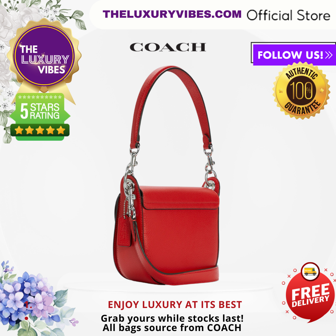 COACH Kleo Shoulder Bag 17-Silver/Bright Poppy(Red)