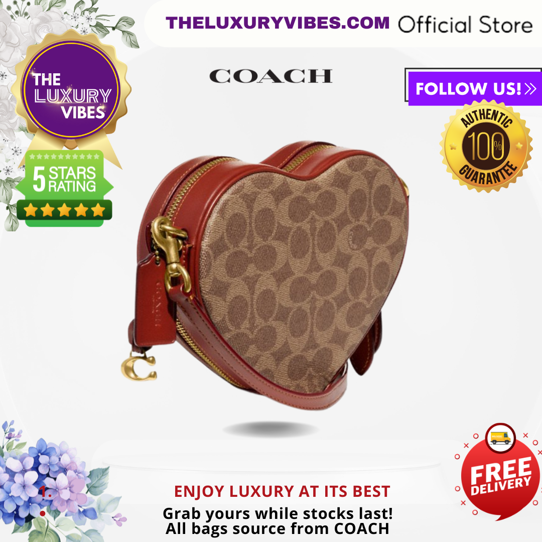 Coach Heart Crossbody Signature Tan Rust