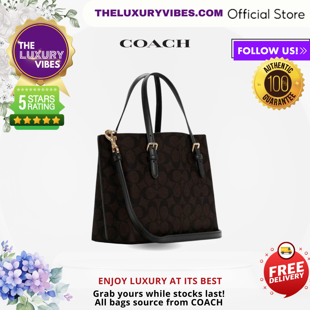 COACH Mollie Tote Bag in Signature Canvas Brown Black