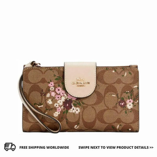 COACH Tech Phone Wallet in Signature Canvas with Evergreen Floral Print - www.lasevgi.com