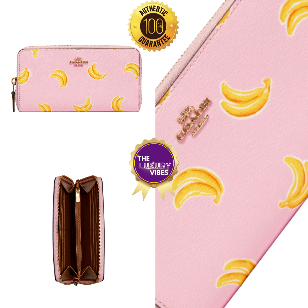 COACH Accordion Zip Wallet with Banana Print 3115