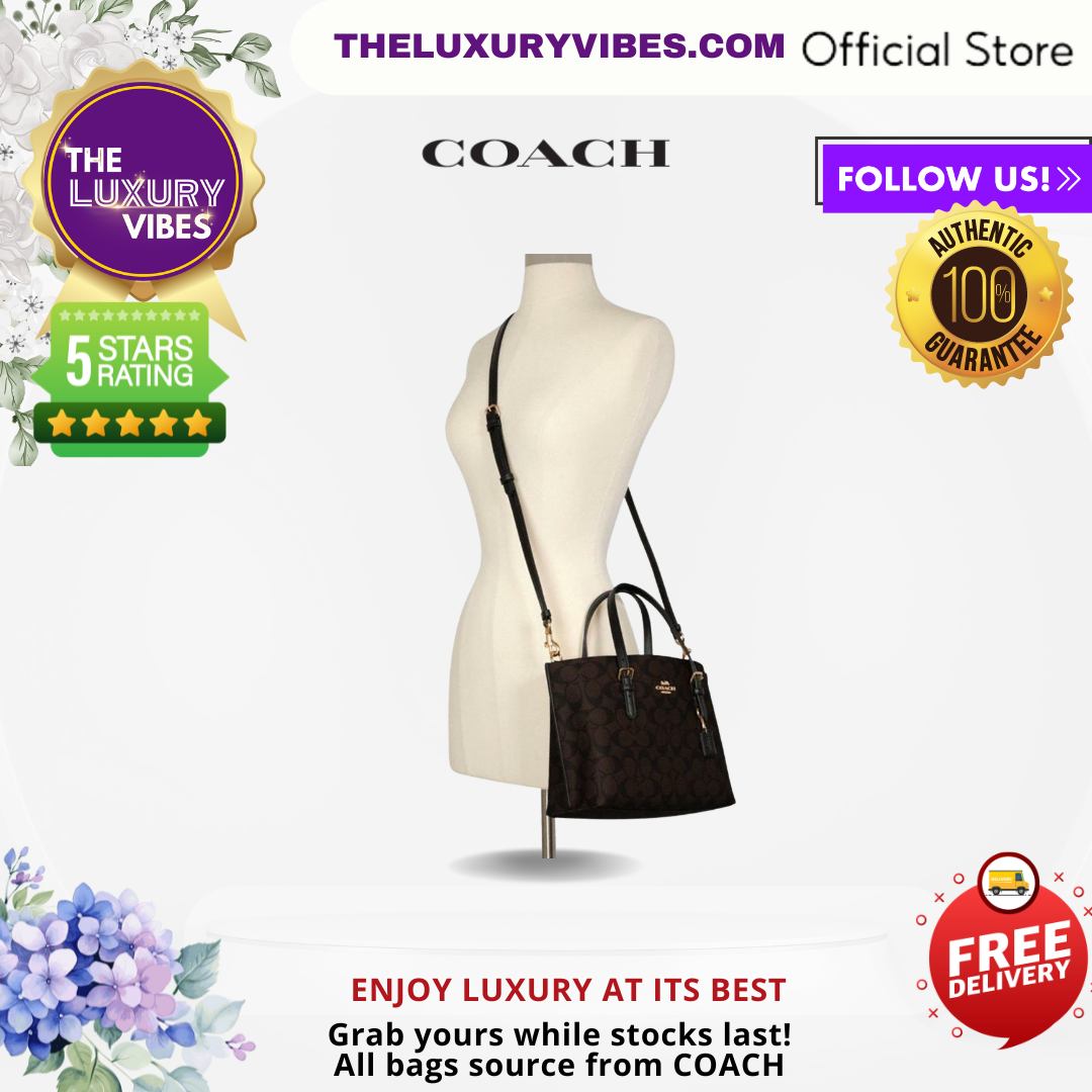 COACH Mollie Tote Bag in Signature Canvas Brown Black