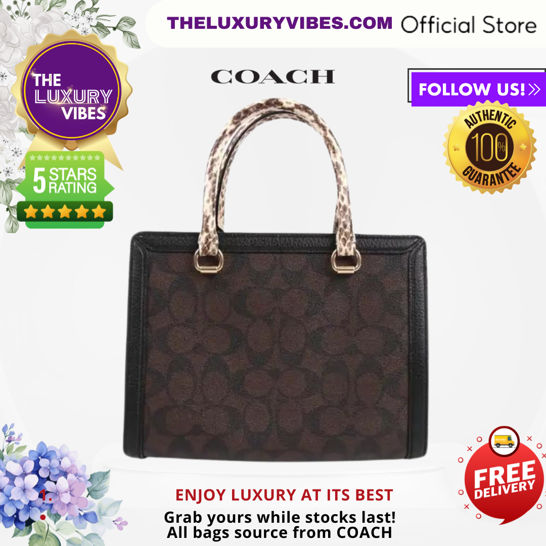 COACH Grace Carryall With Signature Canvas In Brown Black Multi CD701