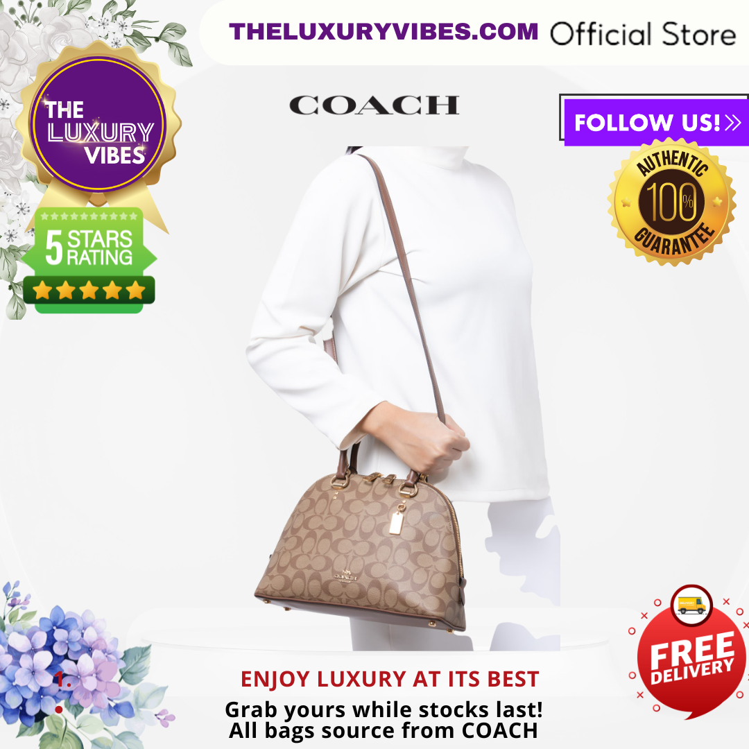 COACH Katy Satchel in Signature Canvas Saddle Brown 2558