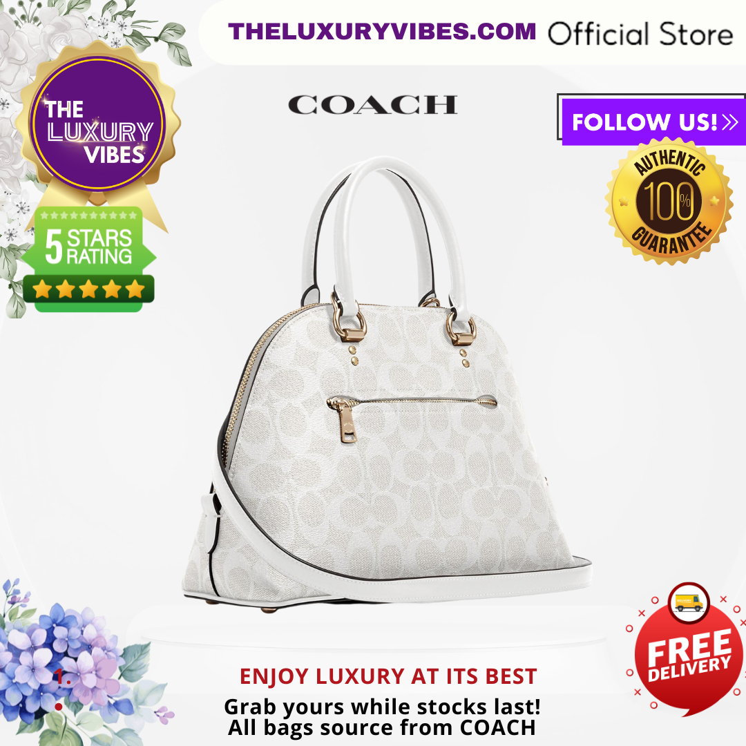 COACH Katy Satchel in Signature Canvas Glacier White 2558