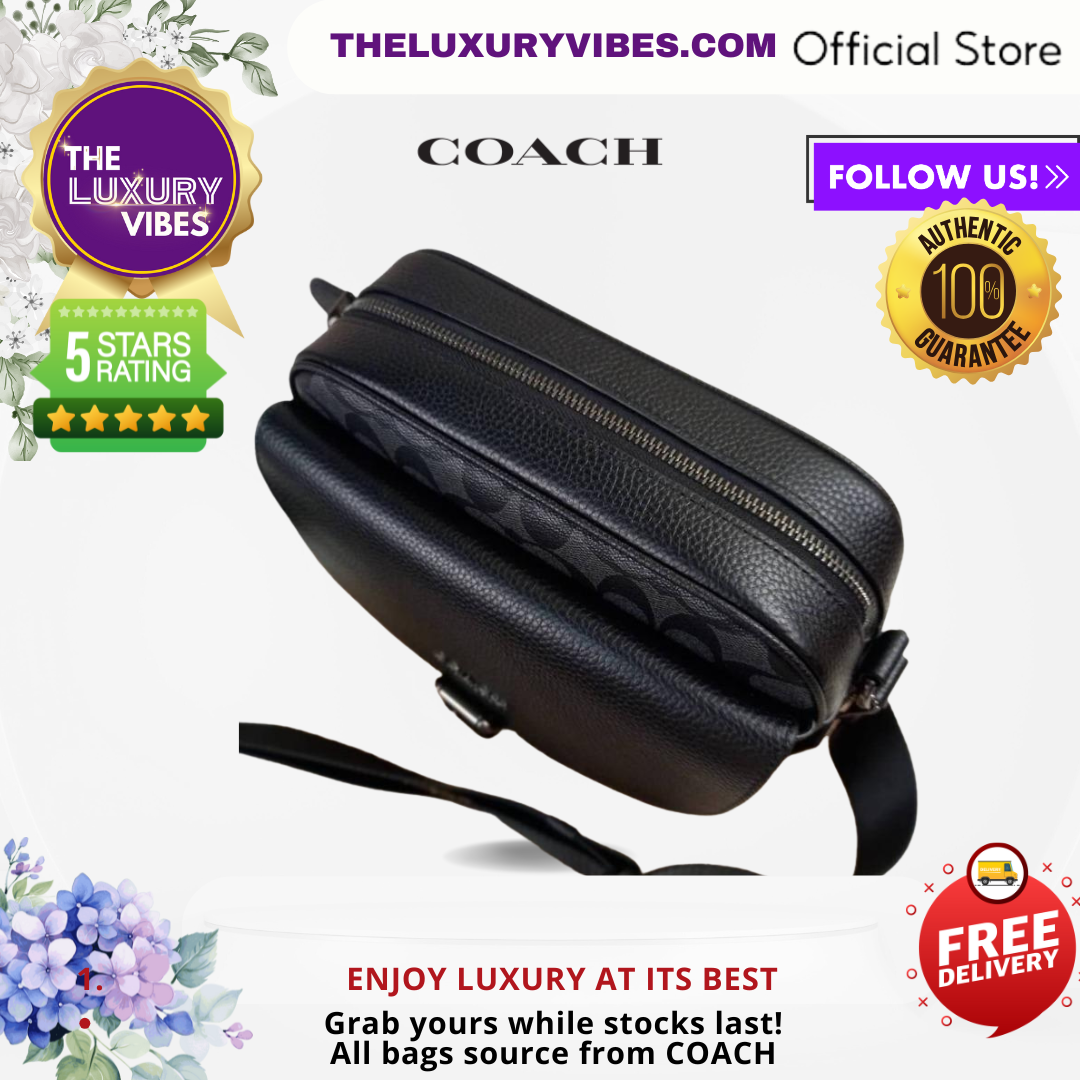 Coach Hudson Crossbody In Blocked Signature Canvas Black C6080