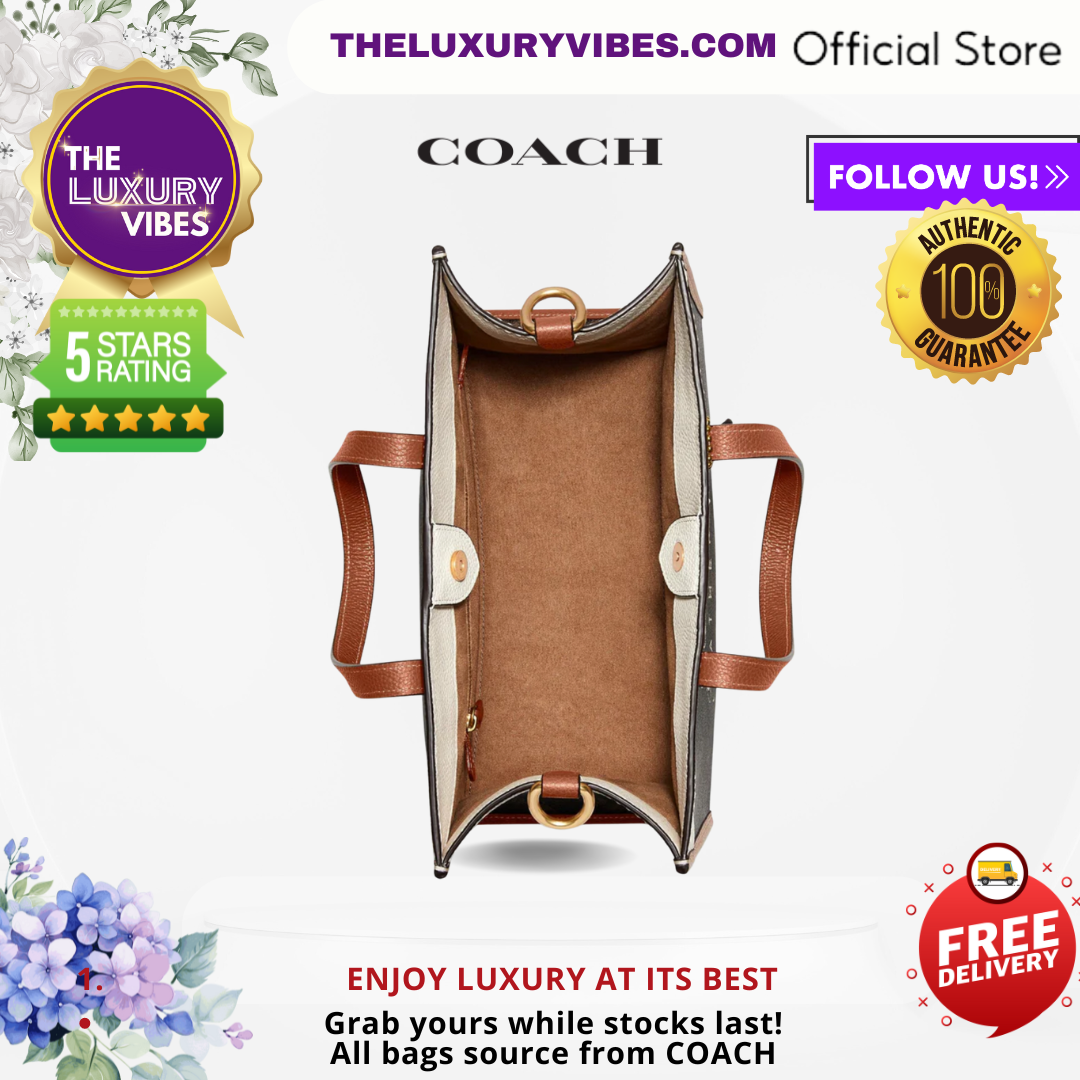 COACH Field Tote 30 With Horse And Carriage Print And Carriage Badge C8458