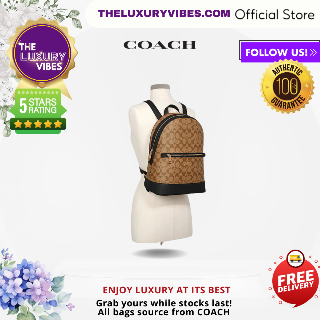 COACH Kenley Backpack In Signature Canvas - Khaki black