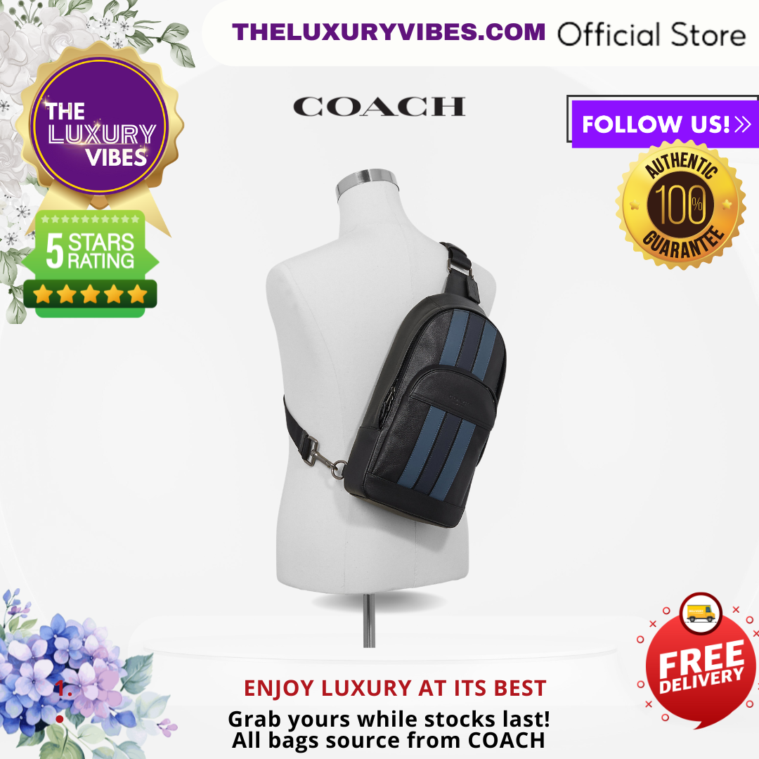 COACH Houston Pack with Varsity Stripe Midnight Navy F49318