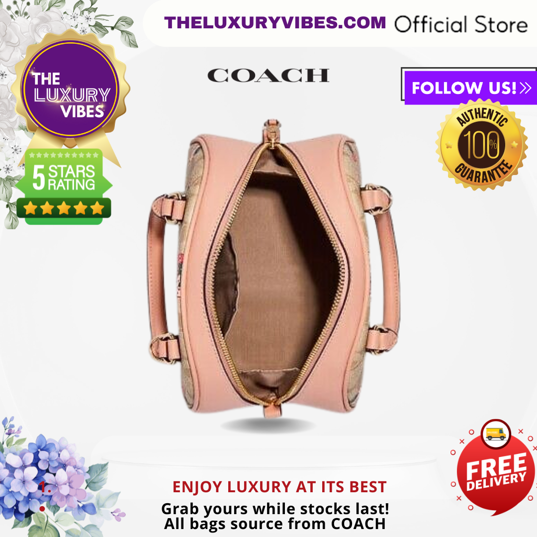 COACH Sydney Satchel in Signature Canvas with Strawberry Print CB596