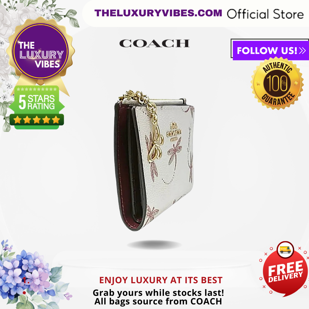 COACH Snap Card Case Wallet with Dragonfly Print F76879