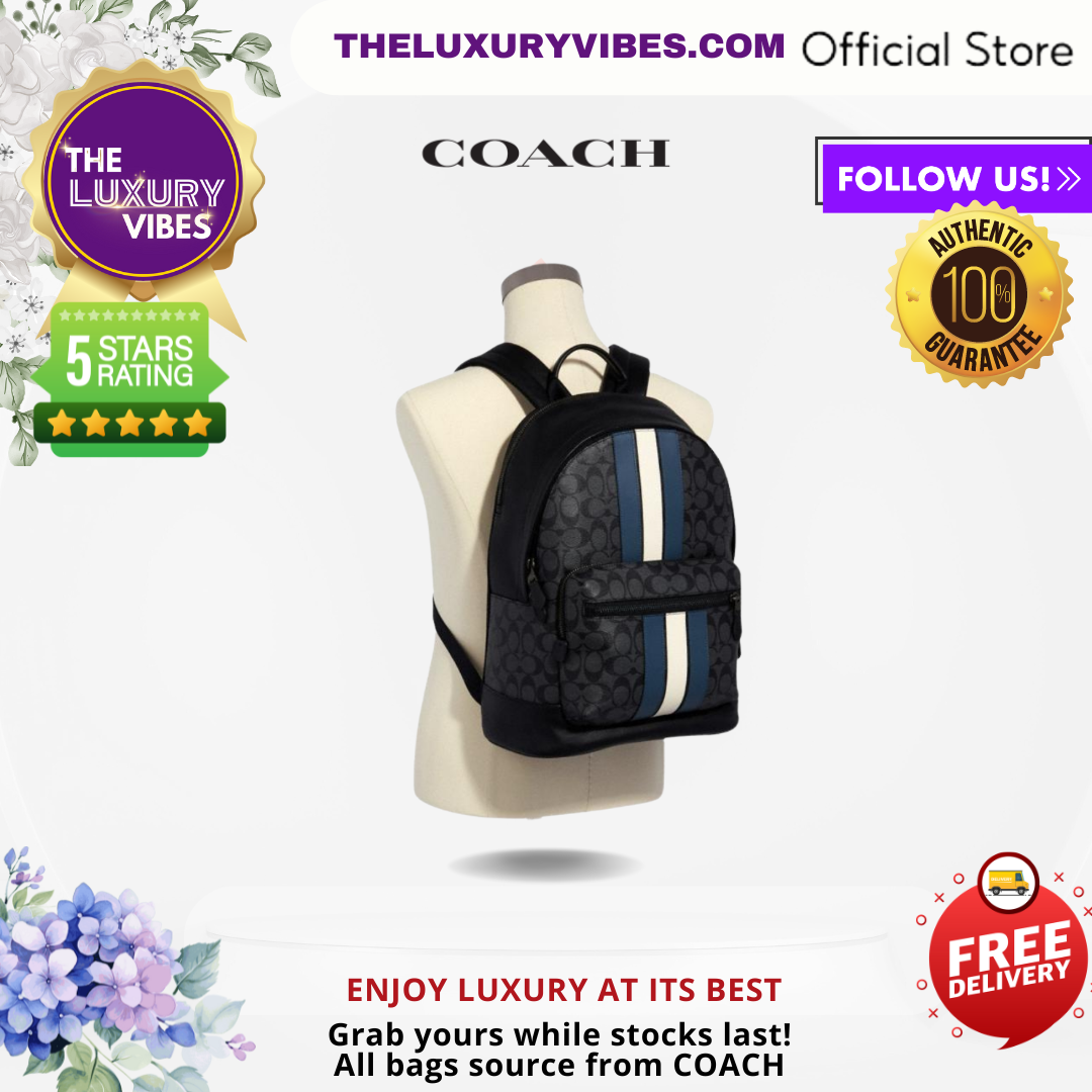 COACH West Backpack in Signature Canvas - Varsity Stripe