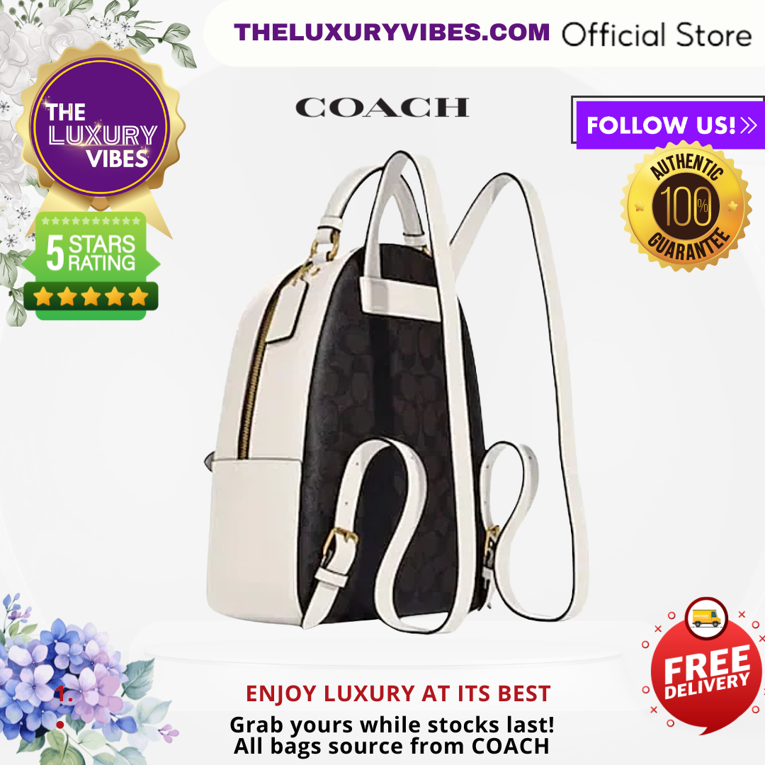 COACH Jordyn Backpack In Signature Canvas With Varsity Motif Chalk CB871