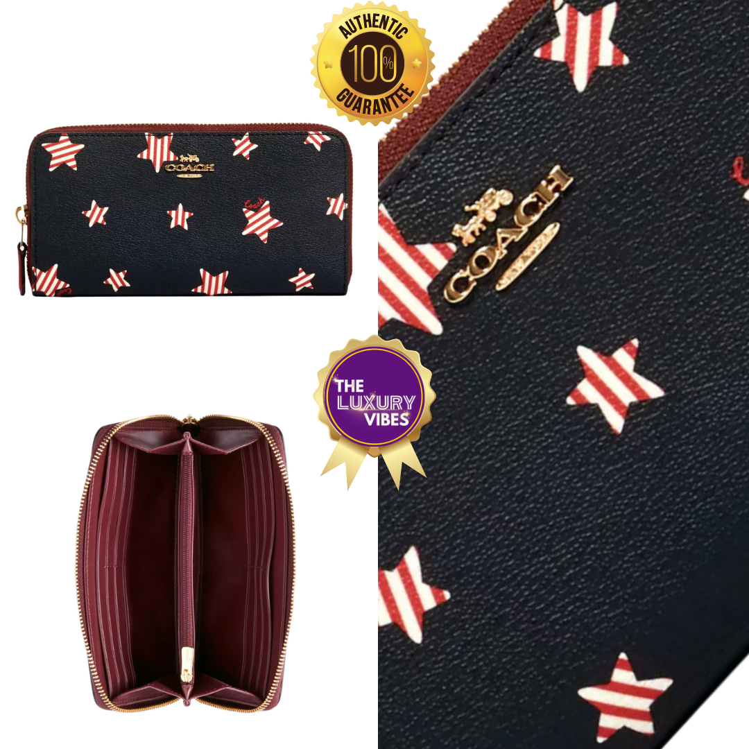 COACH Accordion Zip Wallet with Americana Star Print 3116