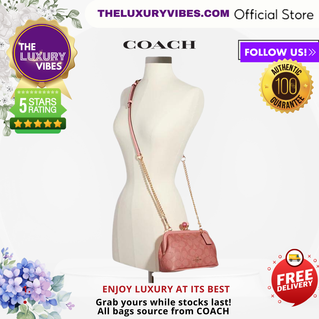 COACH Nora Kisslock Crossbody In Signature Canvas-Candy Pink