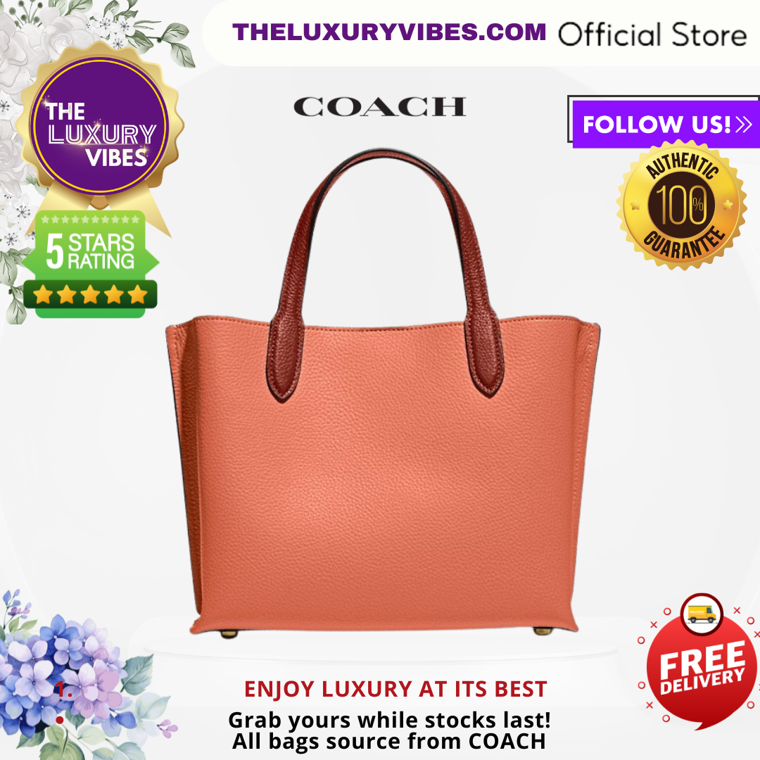 COACH Willow Tote 24 in Colorblock Light Coral Multi C8561