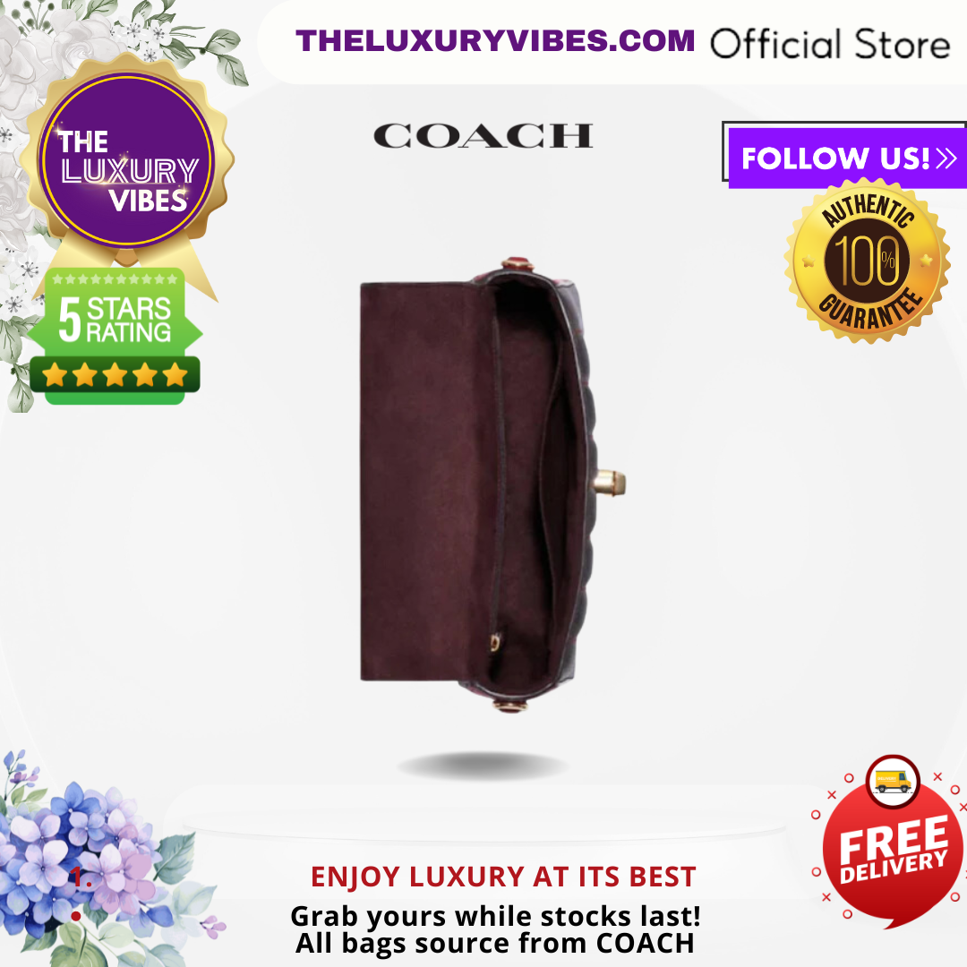 COACH Marlie Top Handle Satchel with Quilting Maroon C1565