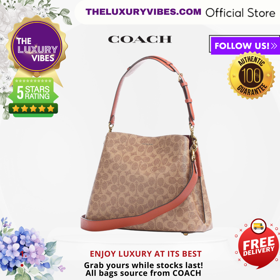 COACH Willow Shoulder Bag Canvas Beige/Brown C2745