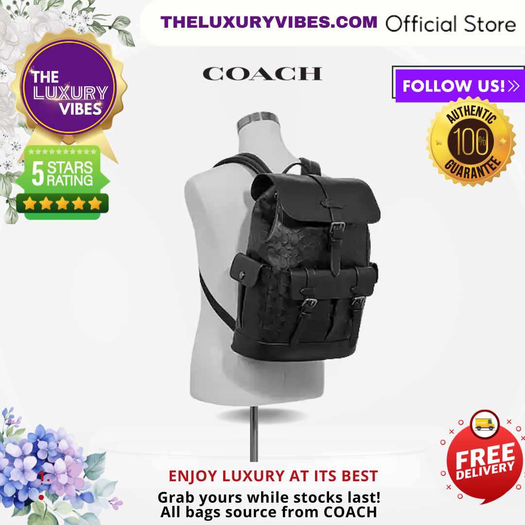 COACH Hudson Backpack In Signature Leather- Embossed Black F50053