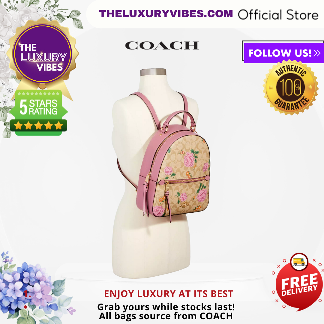 COACH Jordyn Backpack In Signature Canvas With Prairie Rose Print 3011