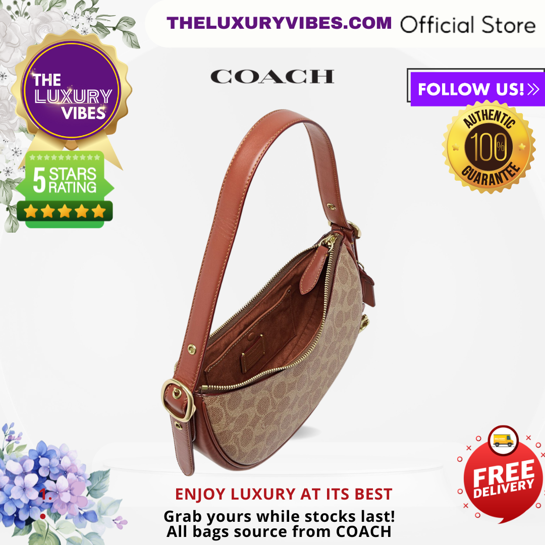 COACH Luna Shoulder Bag in Signature Canvas  in Tan CC440