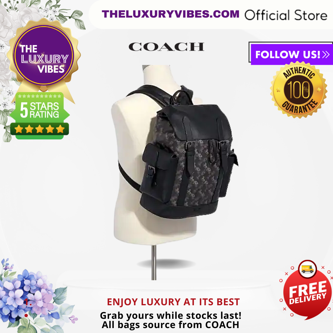 COACH Hudson Backpack With Horse And Carriage Print-Black