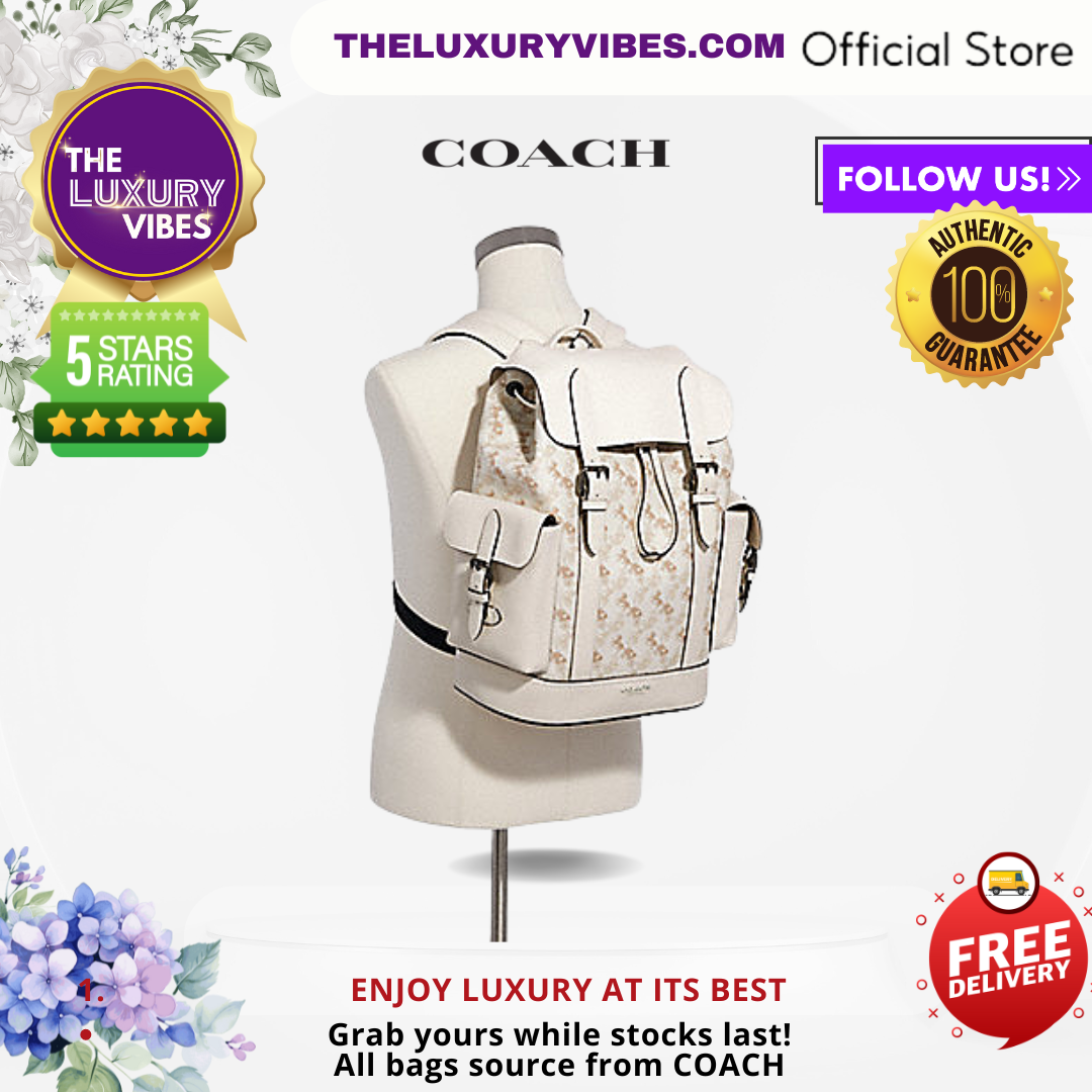 COACH Hudson Backpack With Horse And Carriage Print-Chalk/White