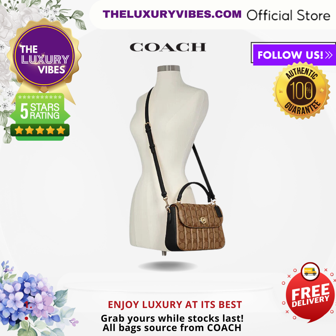 COACH Marlie Top Handle Satchel with Quilting Khaki C5645