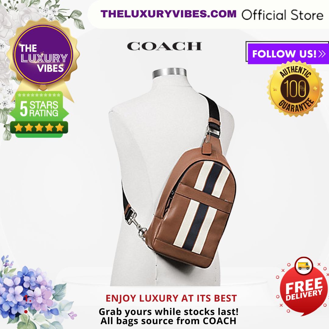 COACH Charles Pack with Varsity Stripe Saddle Brown F23215