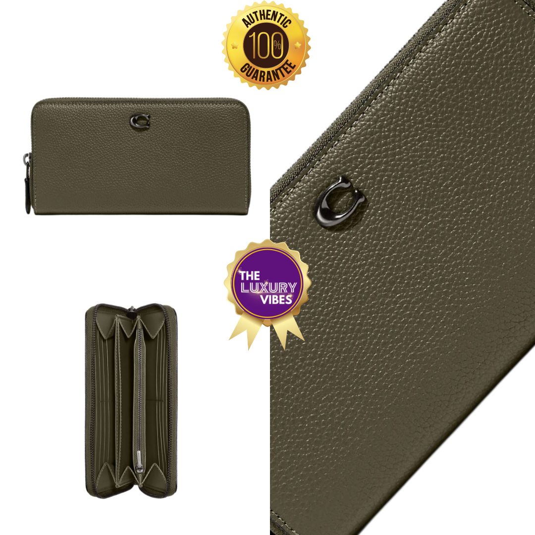 COACH Accordion Zip Wallet in Army Green CC489