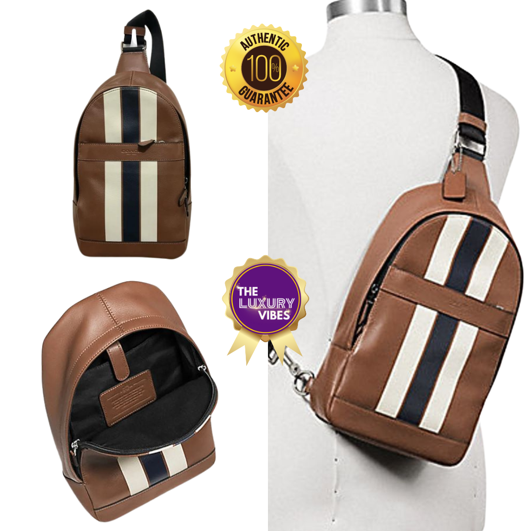 COACH Charles Pack with Varsity Stripe Saddle Brown F23215