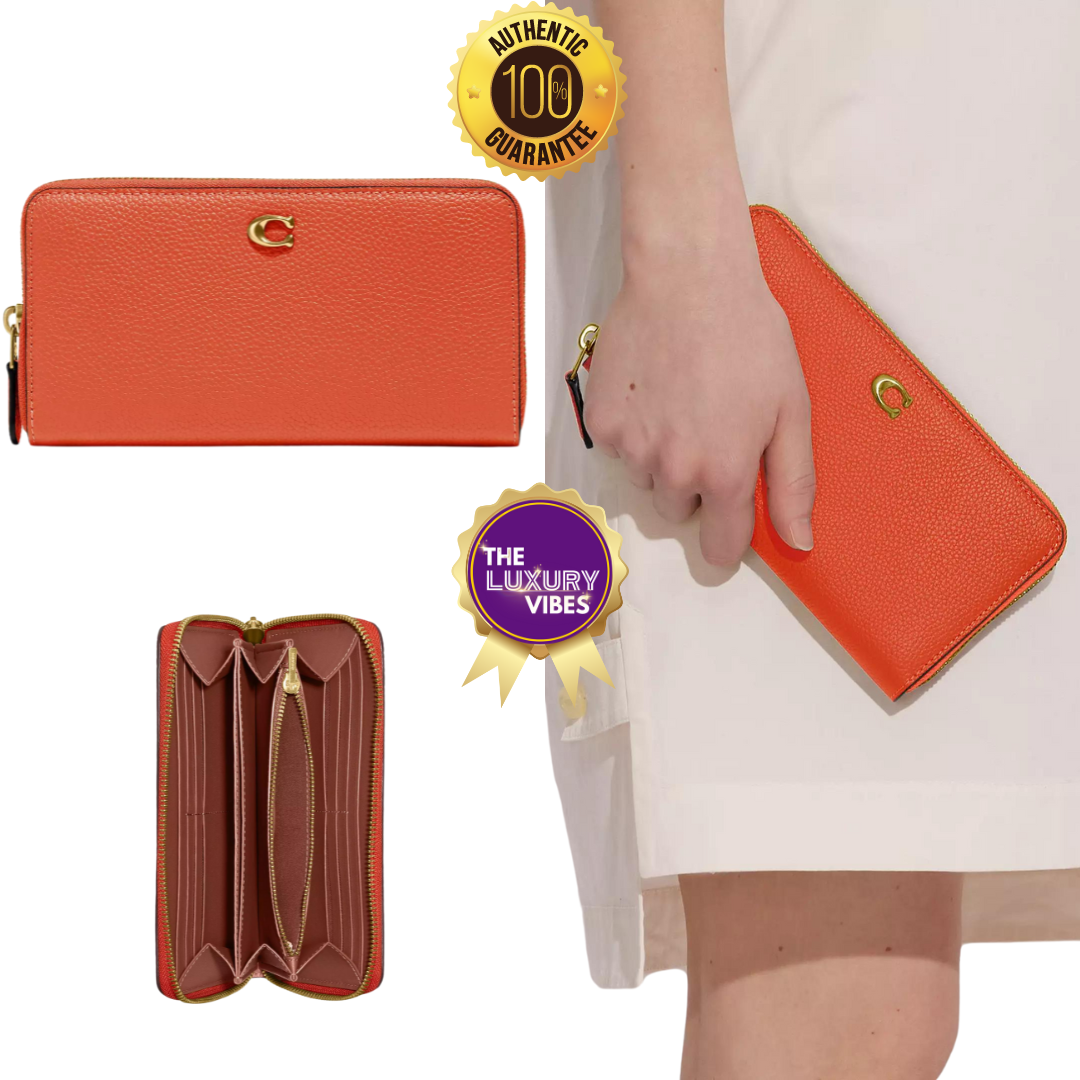 COACH Accordion Zip Wallet in Sun Orange CC489