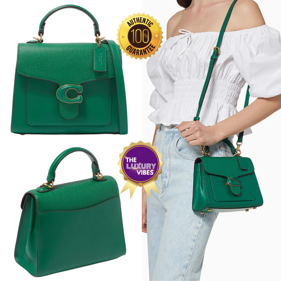 COACH Tabby Top Handle 20 Bag in Pebble Leather Green C0773