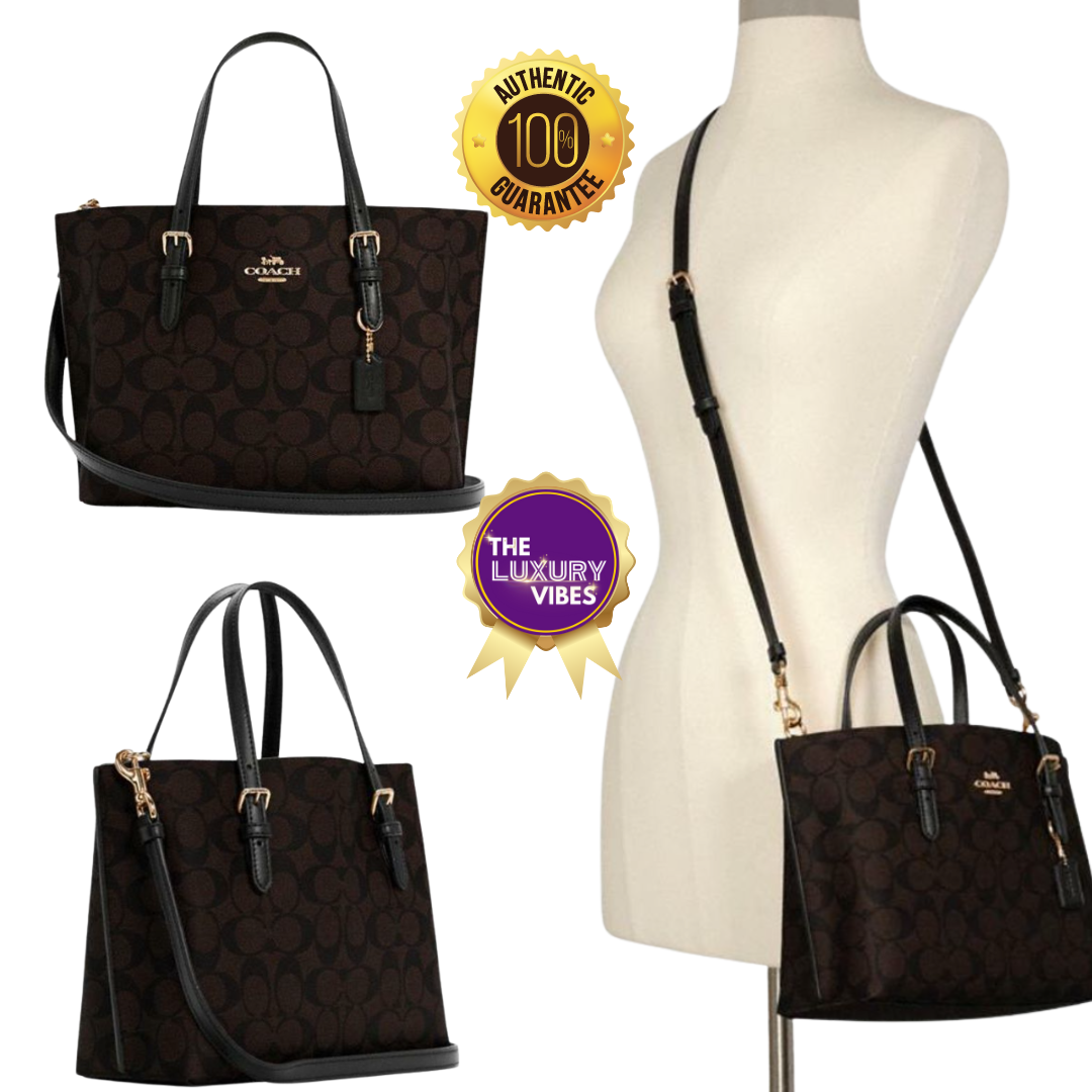 COACH Mollie Tote Bag in Signature Canvas Brown Black