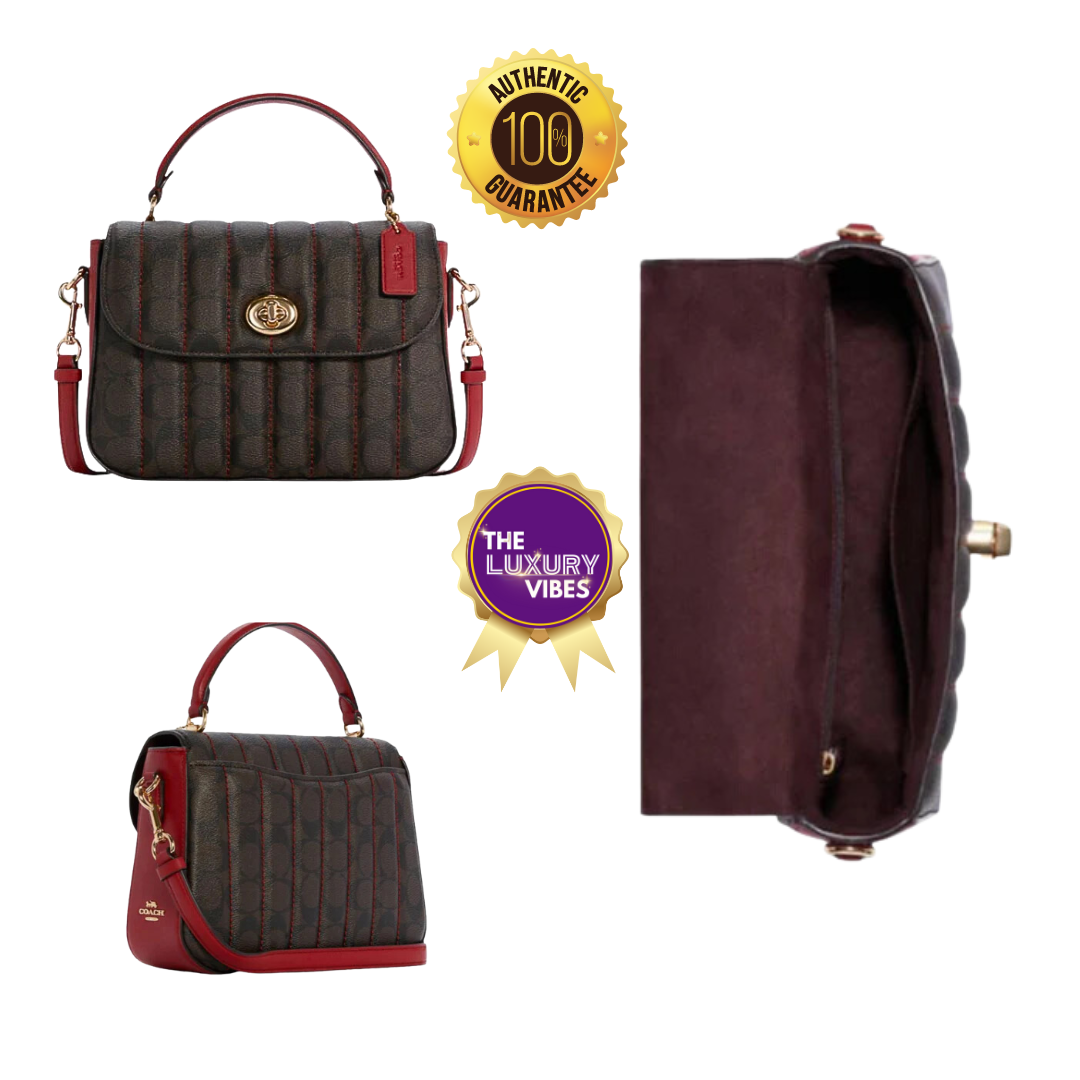 COACH Marlie Top Handle Satchel with Quilting Maroon C1565