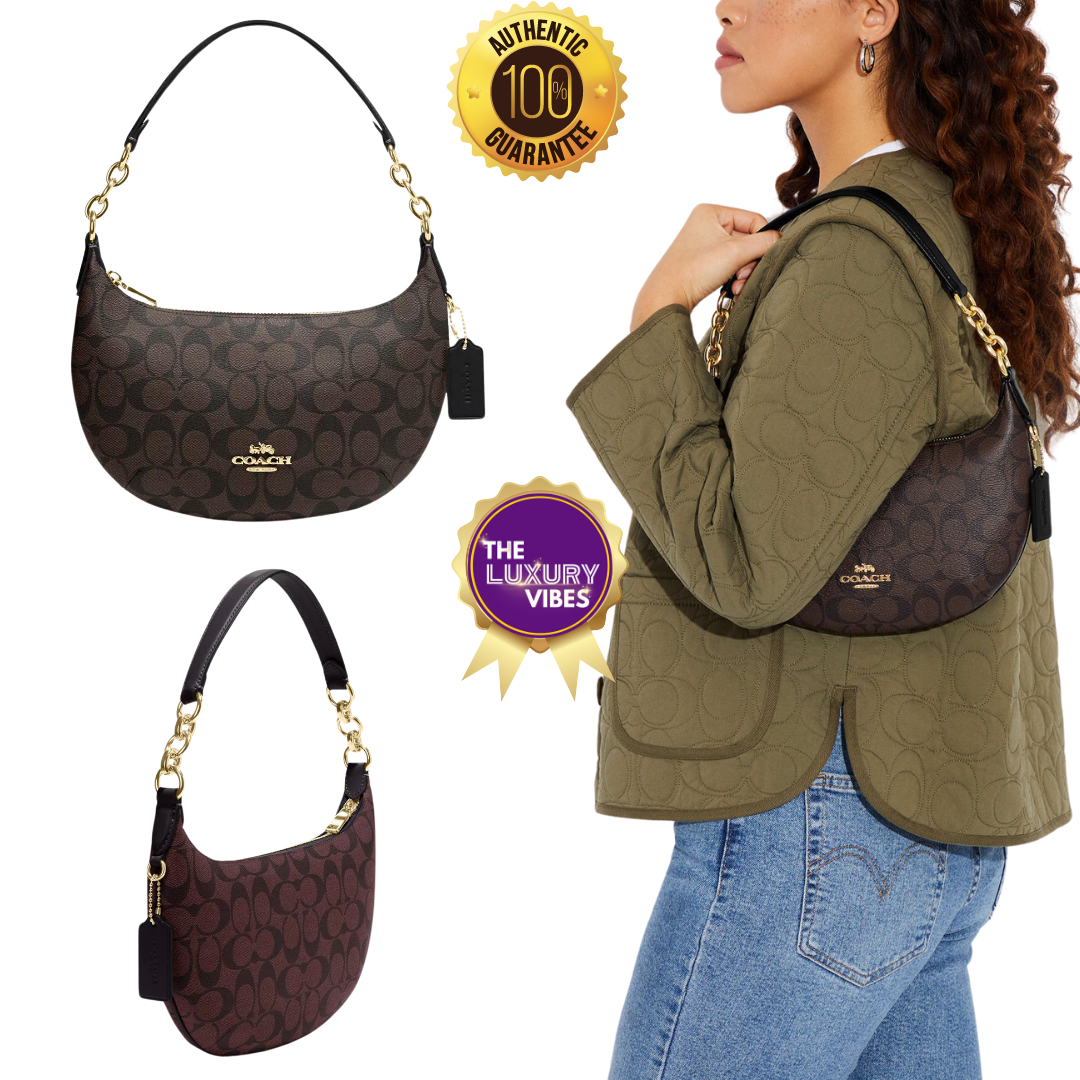 COACH Payton Hobo in Signature Brown - CE620