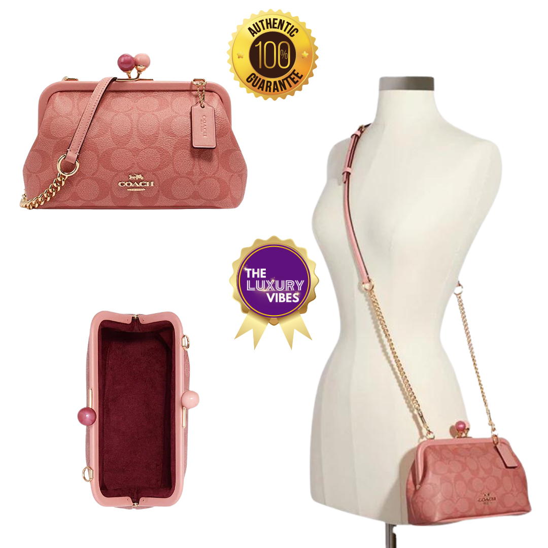 COACH Nora Kisslock Crossbody In Signature Canvas-Candy Pink