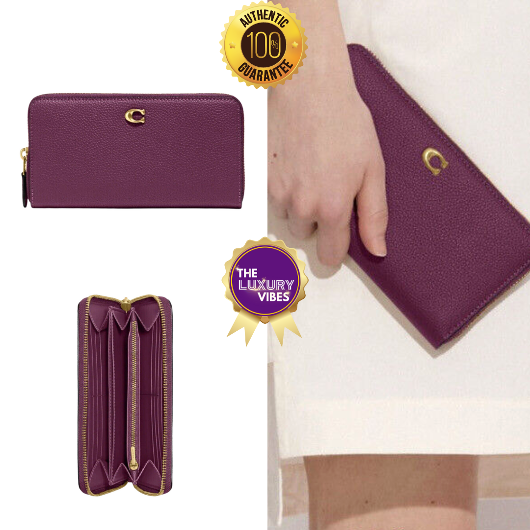 COACH Accordion Zip Wallet in Deep Berry CC489