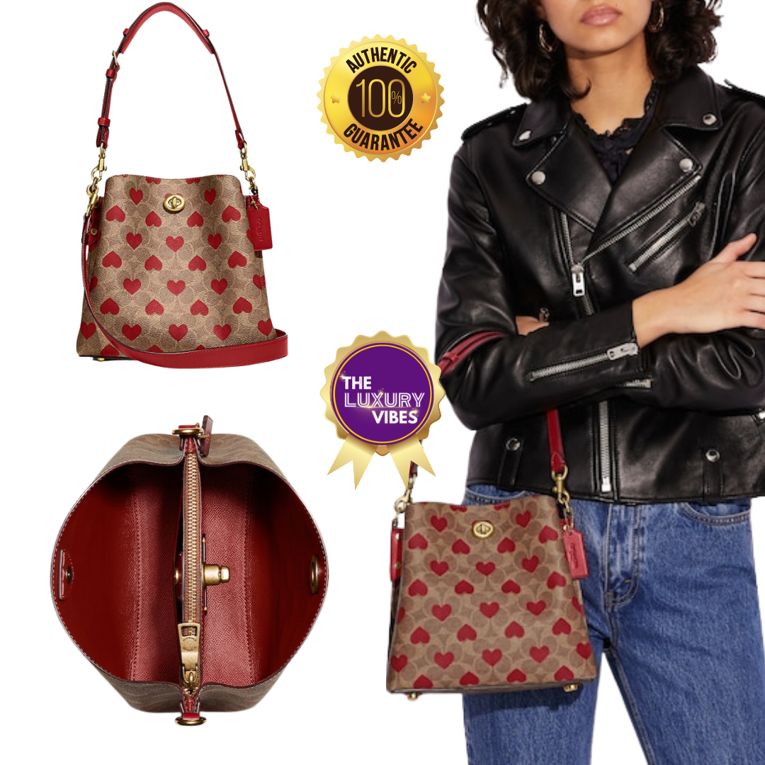 Coach Willow Bucket Bag in Signature Canvas with Heart Print C8389