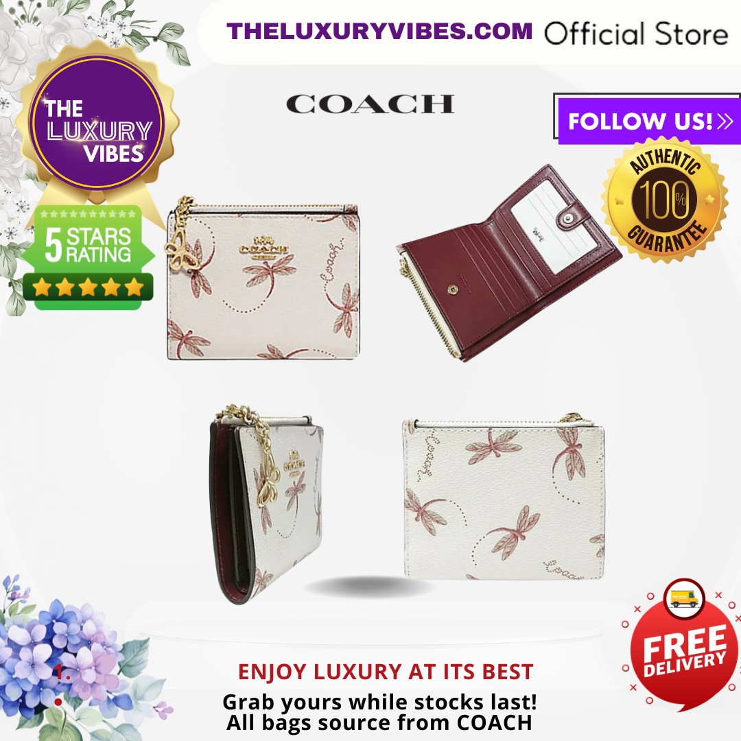 COACH Snap Card Case Wallet with Dragonfly Print F76879