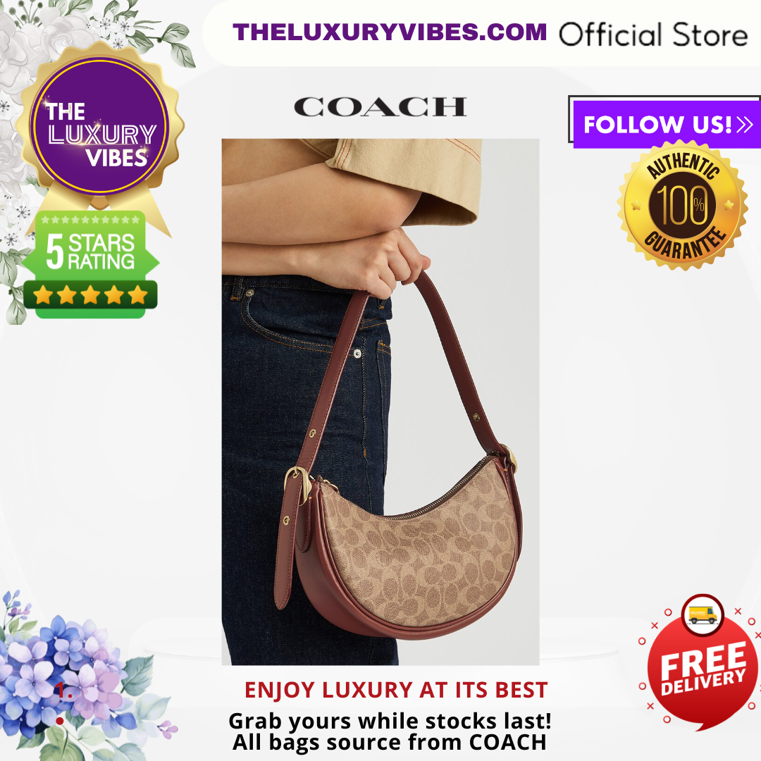 COACH Luna Shoulder Bag in Signature Canvas  in Tan CC440