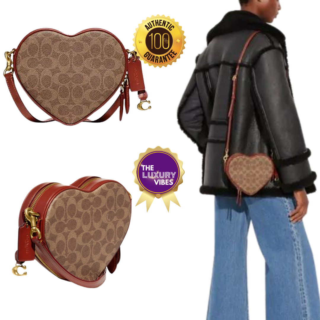 Coach Heart Crossbody Signature Tan Rust