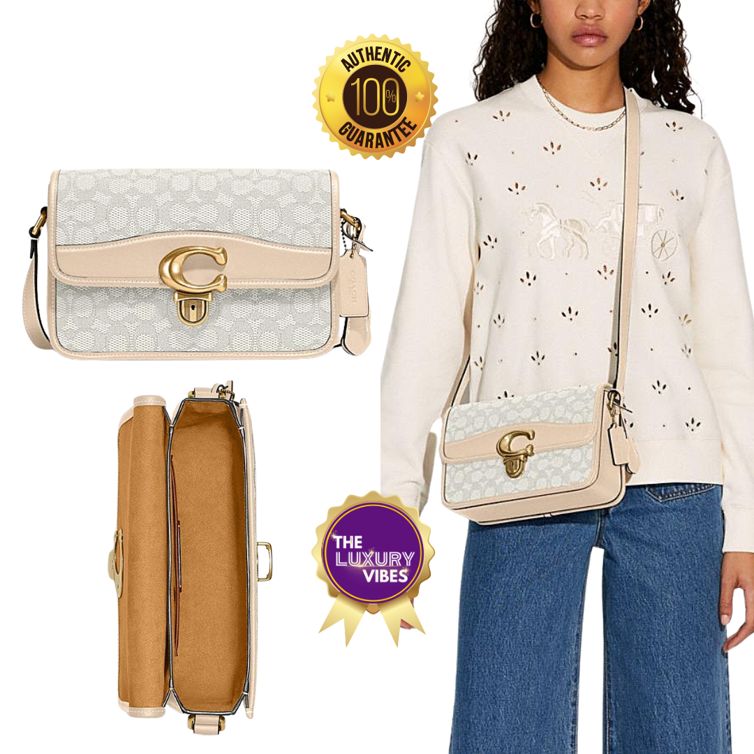 COACH Studio Shoulder Bag In Signature Jacquard Chalk/Ivory C7933